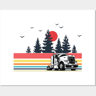 Vintage Retro Trucker Truck Driver Dad Wife Girlfriend Posters and Art